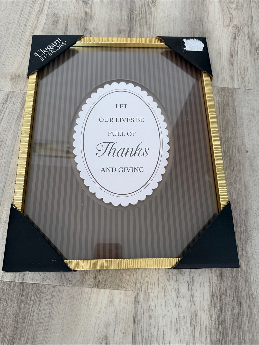 Gold and Black Framed Thankful Wall Art